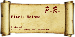 Pitrik Roland névjegykártya